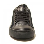 $225 Hugo Boss Black Leather Sneakers Mens Shoes 7 40 Trainers Fashion .5