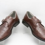 Mens HUGO BOSS brown leather square toe MONK STRAP loafers sz 8