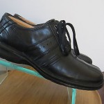 Mens sz 9.5 M black leather Clarks lightweight oxford casual walking shoes