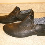 NICE SLIGHTLY USED PAIR MENS DIESEL CASUAL BLACK LEATHER SLIP ON SHOES SIZE 11