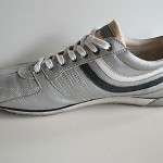 Men’s Diesel ‘Parabarny’ Silver Leather Fashion Sneakers, Size 12 M