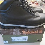 BLACK LEATHER TIMBERLAND BOOTS MENS SIZE 9.5M