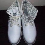 Mens TIMBERLAND Boots 8″ Size 10M Leather Snow WHITE
