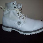 Mens TIMBERLAND Boots 8″ Size 10M Leather Snow WHITE