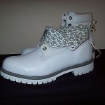 Mens TIMBERLAND Boots 8″ Size 10M Leather Snow WHITE