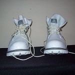 Mens TIMBERLAND Boots 8″ Size 10M Leather Snow WHITE