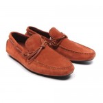 HUGO BOSS Mens Dark Red Suede Reallio Moccasins NEW CN 1