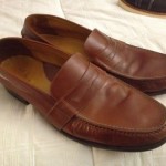 COLE HAAN DOUGLAS TAN SADDLE LEATHER PENNY DRIVING LOAFER SHOES MENS 16M EUC