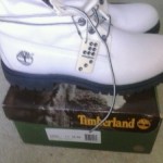 Mens timberland boots white roll top size 11 slightly used
