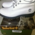 Mens timberland boots white roll top size 11 slightly used