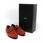 HUGO BOSS Mens Dark Red Suede Reallio Moccasins NEW CN 1