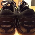 DIESEL Auriga Black Leather Casual Lace Up Shoe mens size 12