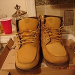men timberland boots HOMMES 7 EYE MOCTOE WHT/BLE