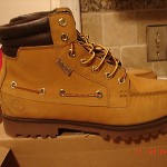 men timberland boots HOMMES 7 EYE MOCTOE WHT/BLE