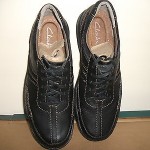 MEN’S”CLARKS”CASUAL SHOE!BLACK LEATHER!SIZE 11…UNWORN!W@W!
