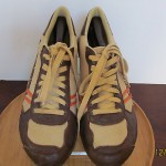 Mens sz 10.5 brown leather khaki canvas Diesel low profile athletic shoes