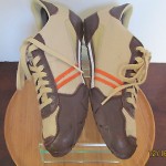 Mens sz 10.5 brown leather khaki canvas Diesel low profile athletic shoes