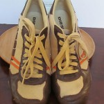 Mens sz 10.5 brown leather khaki canvas Diesel low profile athletic shoes