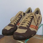 Mens sz 10.5 brown leather khaki canvas Diesel low profile athletic shoes