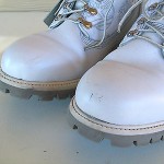 Timberland Boots Men’s Sz 12 B WHITE Leather Gray Ankle, CLEAN!