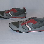 Diesel Men’s Gunner Casual Leather/Textile Sneakers Gunmetal/Grey/Red Size 9.5
