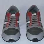 Diesel Men’s Gunner Casual Leather/Textile Sneakers Gunmetal/Grey/Red Size 9.5