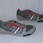 Diesel Men’s Gunner Casual Leather/Textile Sneakers Gunmetal/Grey/Red Size 9.5