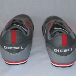 Diesel Men’s Gunner Casual Leather/Textile Sneakers Gunmetal/Grey/Red Size 9.5