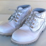 Timberland Boots Men’s Sz 12 B WHITE Leather Gray Ankle, CLEAN!