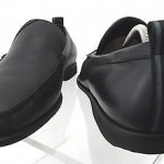 HUGO BOSS 11100 MOCCASIN TOE LOAFERS BLACK LEATHER MARKED 8.5 GUC