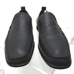 HUGO BOSS 11100 MOCCASIN TOE LOAFERS BLACK LEATHER MARKED 8.5 GUC