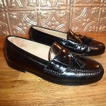 COLE HAAN Black Leather Tassel Hand-Stitched Loafer Slip On Shoes Size 9 B EUC