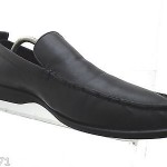 HUGO BOSS 11100 MOCCASIN TOE LOAFERS BLACK LEATHER MARKED 8.5 GUC
