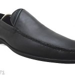 HUGO BOSS 11100 MOCCASIN TOE LOAFERS BLACK LEATHER MARKED 8.5 GUC
