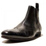 $295 HUGO BOSS Black Ankle Dress Wingtip Boots Mens 10 43 Brogue Pull-on 9 .5