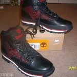 TIMBERLAND MEN’S BLACK / RED / WHITE EURO HIKER BOOT SIZE 8 M BRAND NEW WITH BOX