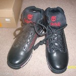 TIMBERLAND MEN’S BLACK / RED / WHITE EURO HIKER BOOT SIZE 8 M BRAND NEW WITH BOX