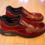 MEN’S COLE HAAN COUNTRY LEATHER RED BROWN LOAFERS W/ NIKE AIR SOLE, SIZE 8.5M