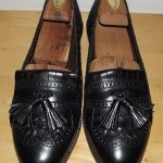 COLE HAAN BRAGANO BLACK WOVEN LEATHER WINGTIP KILTIE TASSEL LOAFERS SHOES 8.5 D