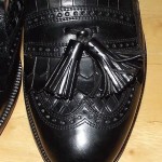 COLE HAAN BRAGANO BLACK WOVEN LEATHER WINGTIP KILTIE TASSEL LOAFERS SHOES 8.5 D