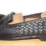 COLE HAAN BRAGANO BLACK WOVEN LEATHER WINGTIP KILTIE TASSEL LOAFERS SHOES 8.5 D