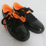 Diesel Clawster Low Black Patent/Orange Tux Fashion Sneakers Sz 8 Pre-owned