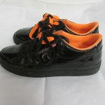 Diesel Clawster Low Black Patent/Orange Tux Fashion Sneakers Sz 8 Pre-owned