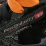 Diesel Clawster Low Black Patent/Orange Tux Fashion Sneakers Sz 8 Pre-owned