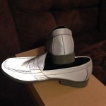 Cole Haan Mens SIZE 11 1/2 – Silver Reflective Penny Loafers