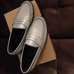 Cole Haan Mens SIZE 11 1/2 – Silver Reflective Penny Loafers