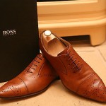 Men’s Hugo Boss Brown Tan Leather Shoes Size UK 7.5