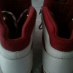 Red and white timberland boots size 13m
