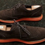 COLE HAAN LunarGrand Wingtip Suede Oxford Mens Shoes Dark Brown Orange nice 11 M