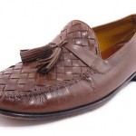 Cole Haan Resort Brown Leather Woven Loafers Tassels 10.5 Square Casual Shoes